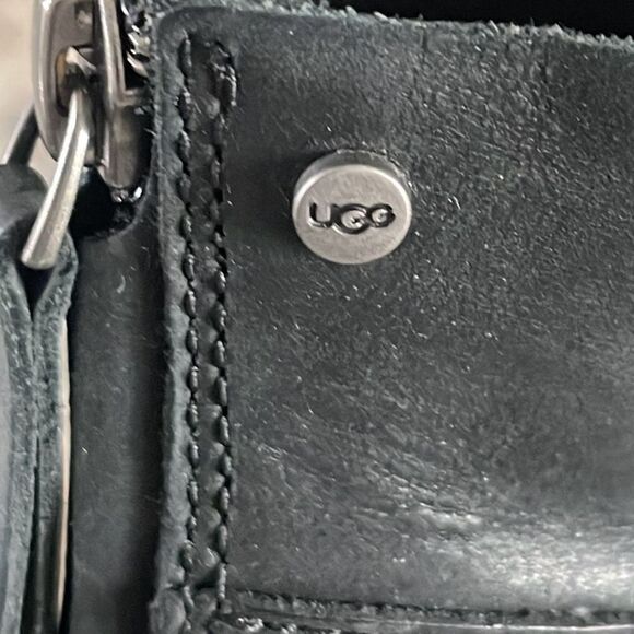 UGG Women's Bandara Leather‎ Stacked Heel Back Zipper Ankle Boot Black Size 8 - Picture 9 of 11